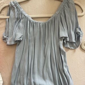 Elegant Off-Shoulder Blue Top